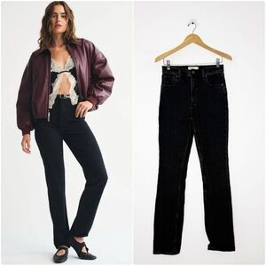 Abercrombie & Fitch Slim Straight Ultra High-Rise Black Jeans Size 2 / 26 Long